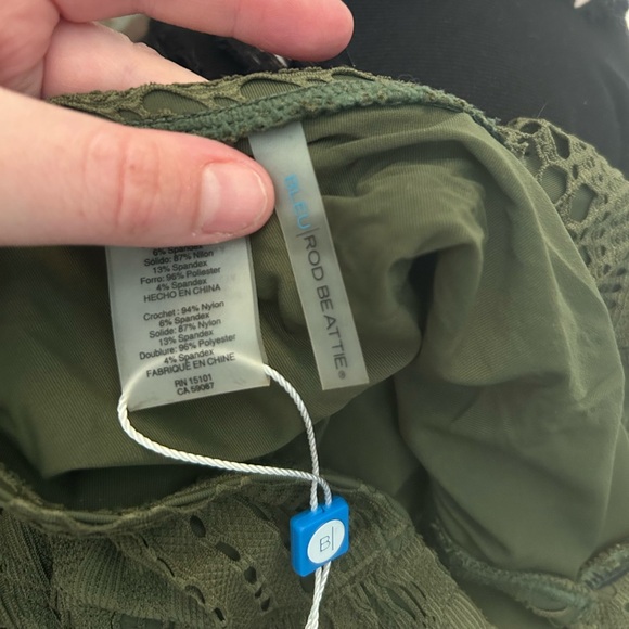 Bleu rod beattie NWT red printed crochet olive green bikini bottom swim - Picture 4 of 15